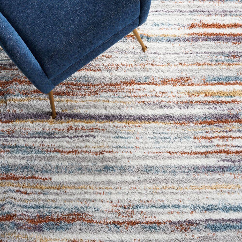 SAFAVIEH Berber Shag Jonette Abstract Area Rug, Blue Rust/Ivory, 4'5" x 4'5" Round