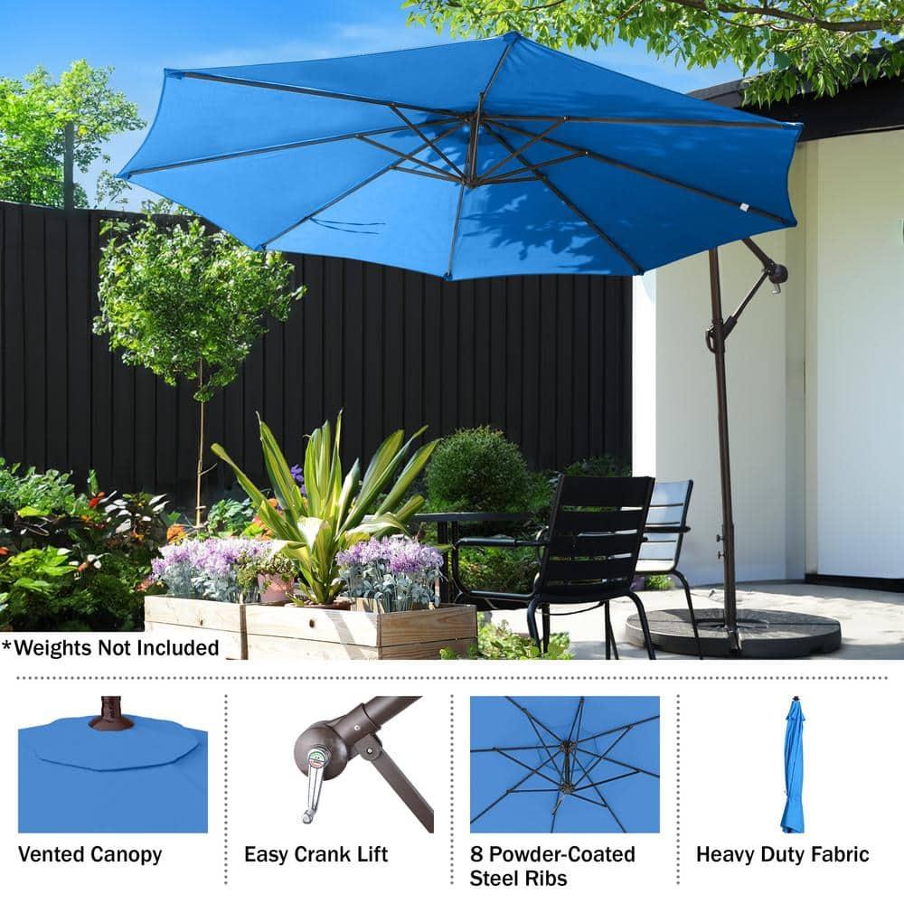 Cantilever Umbrella - 10FT Offset Outdoor Patio Umbrella with Tilt, Blue