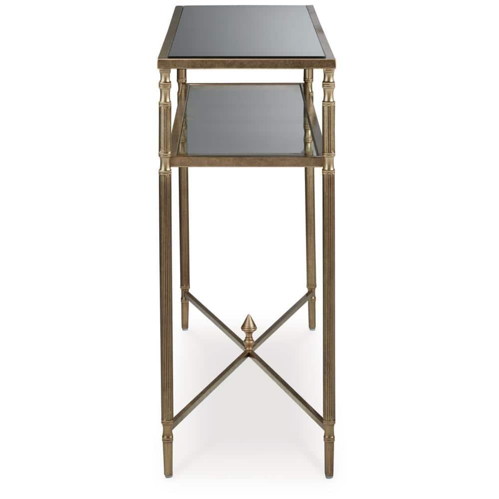 Signature Design by Ashley Cloverty Glass Top Sofa Table, Gold Finish