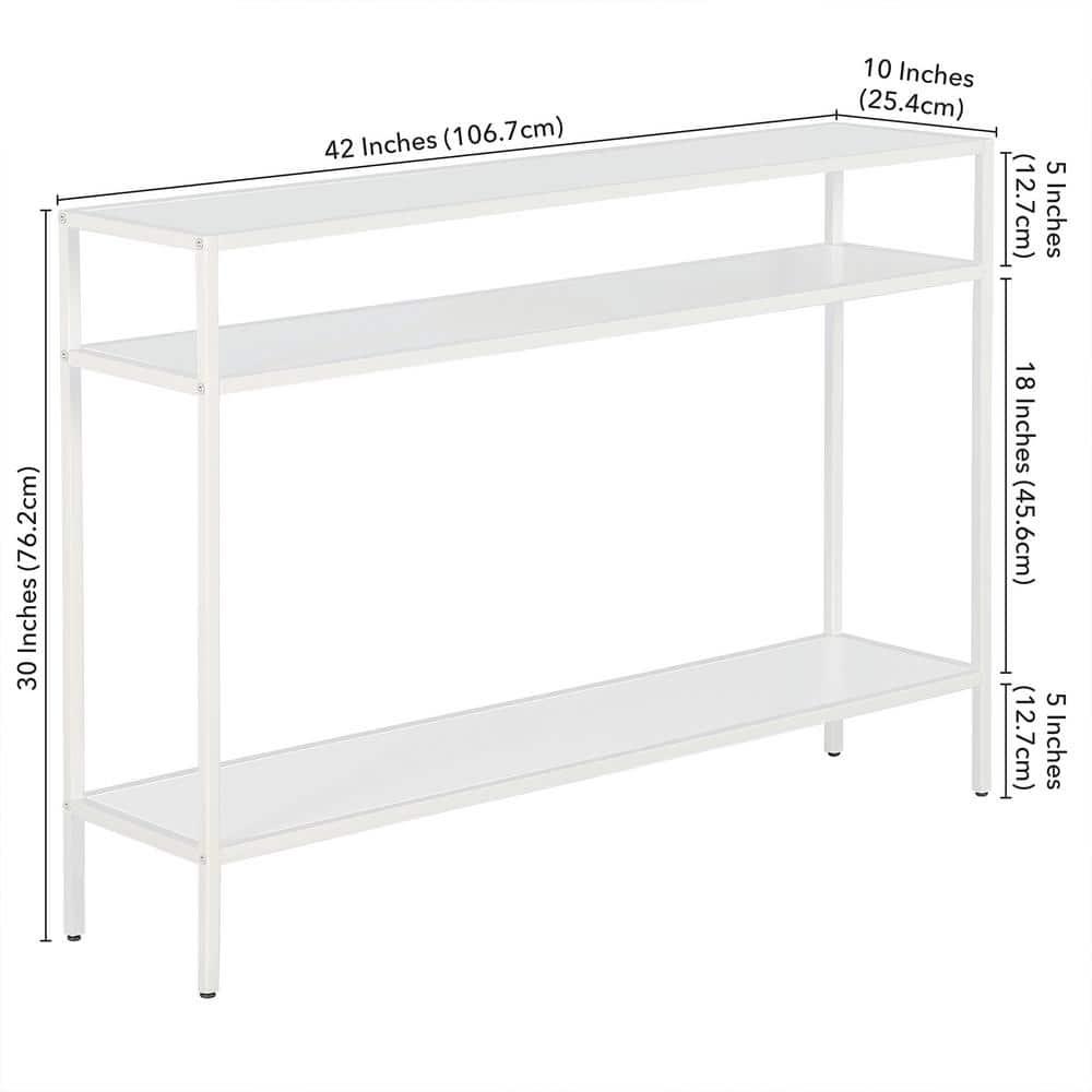 42 Inches Matte White Metal Console Table - Henn&Hart