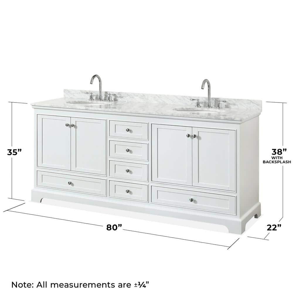 Deborah 80'' Double Bathroom Vanity with Marble Top