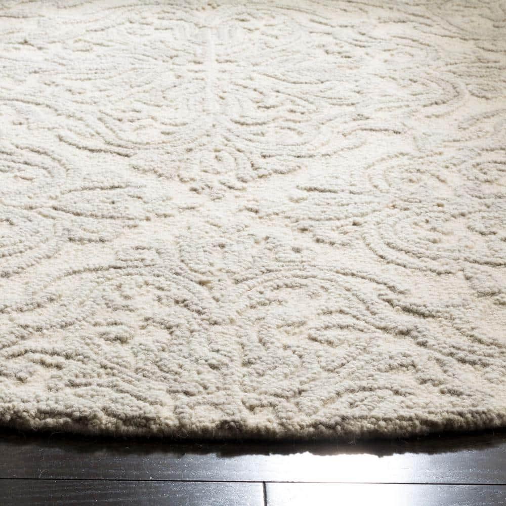 Blossom BLM103 Hand Tufted Area Rug - Ivory/Grey - 6' Round - Safavieh.