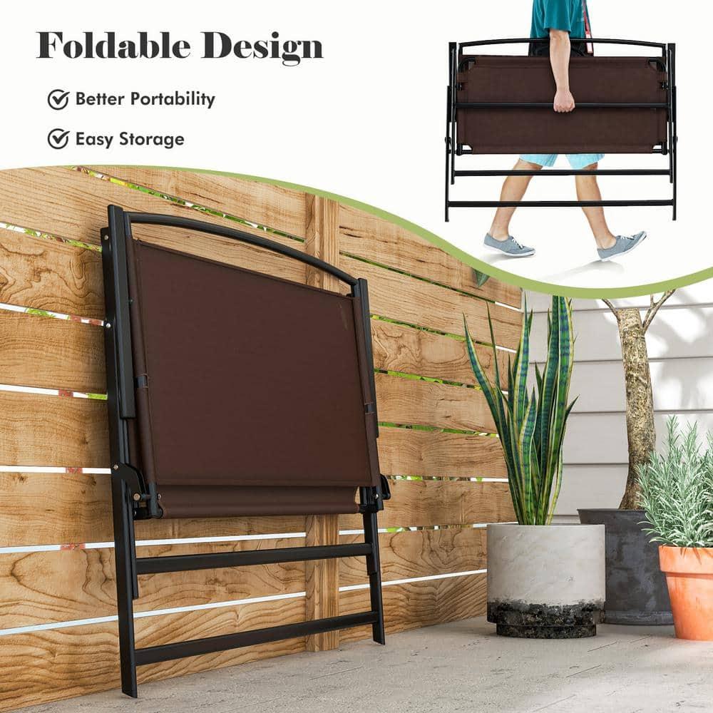 Red Barrel Studio® Folding Outdoor Garden Bench 2-Person Patio Bench With Backrest And Armrests