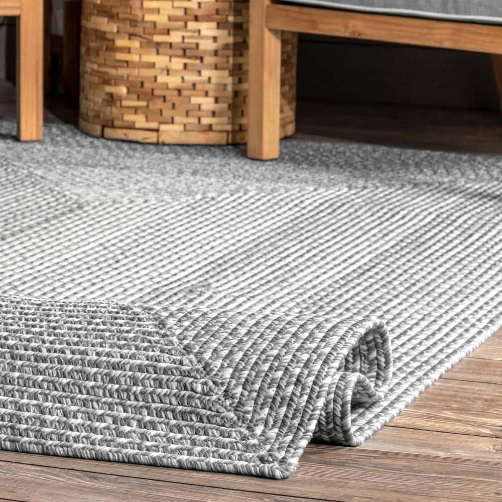 Nuloom Jayda Braided Gradience Indoor/Outdoor Outdoor - Light Gray 3' x 5'