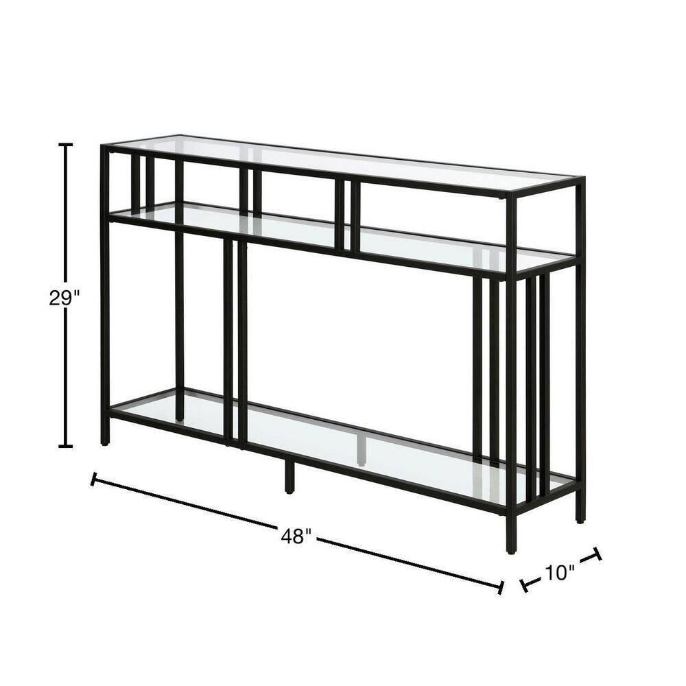 Henn&Hart 48" Blackened Bronze Metal/Glass Console Table