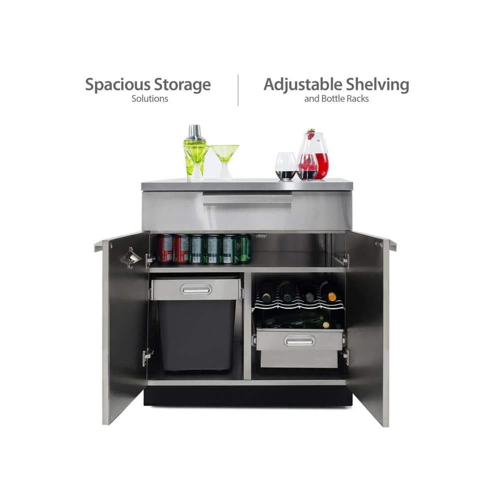 Outdoor Kitchen Stainless Steel 64" W x 24" D x 36.5" H 2-Piece Modular Cabinet Set
