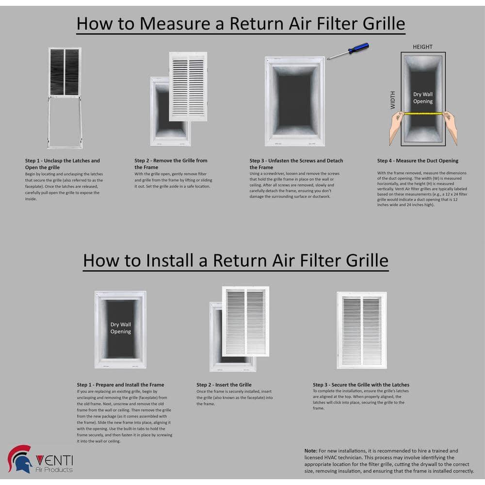 14x14 White Steel Return Air Filter Grille with Fixed Hinges