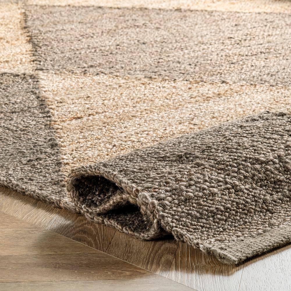Handcrafted Gray Cotton-Jute Blend Rectangular Rug, 64in