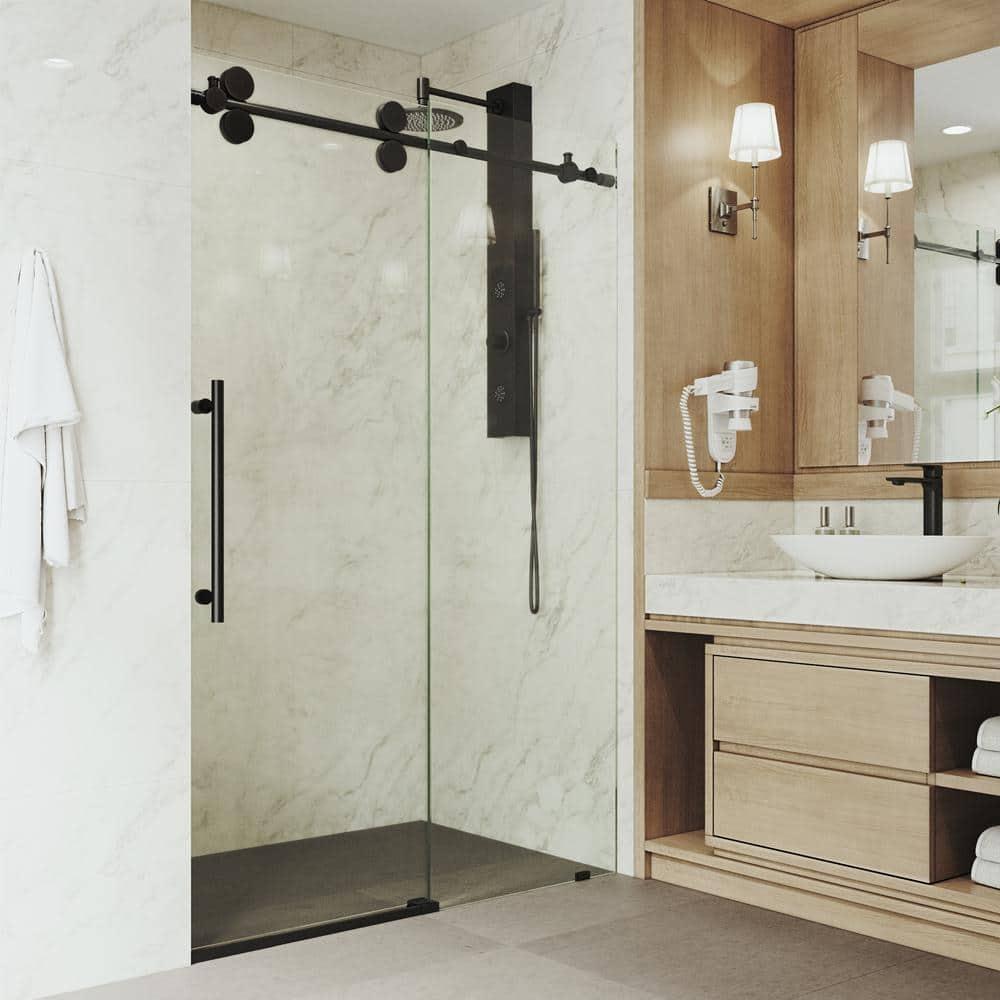 Elan 56-60" W x 74" H Sliding Frameless Shower Door with 3/8" Clear Glass