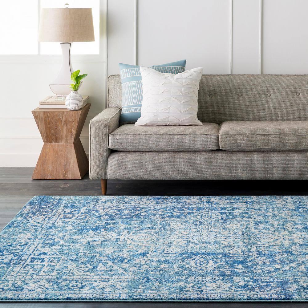 Livabliss 7'10"x10'3" Worsham Traditional Rug Teal: Stain & Fade-Resistant, Medium Pile, Indoor Use