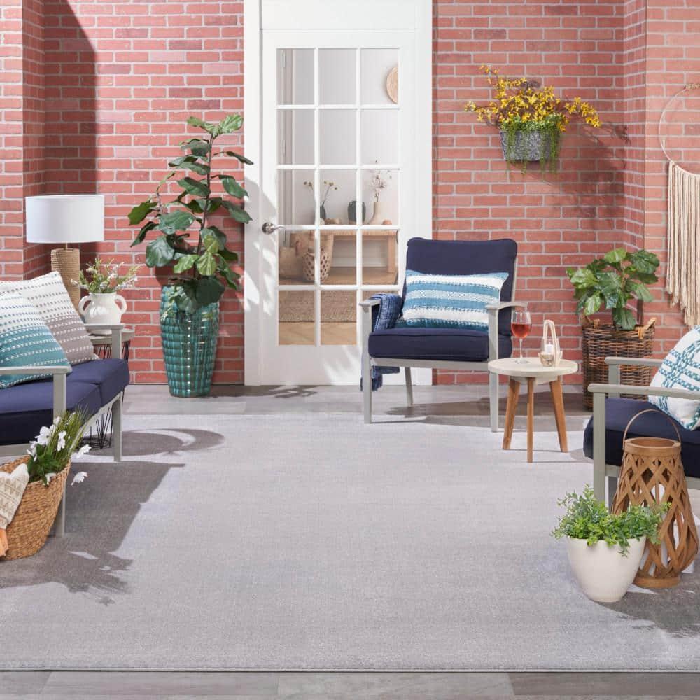 Nourison Essentials Easy Care Indoor Outdoor Area Rug - Silver Grey 10' x 14'