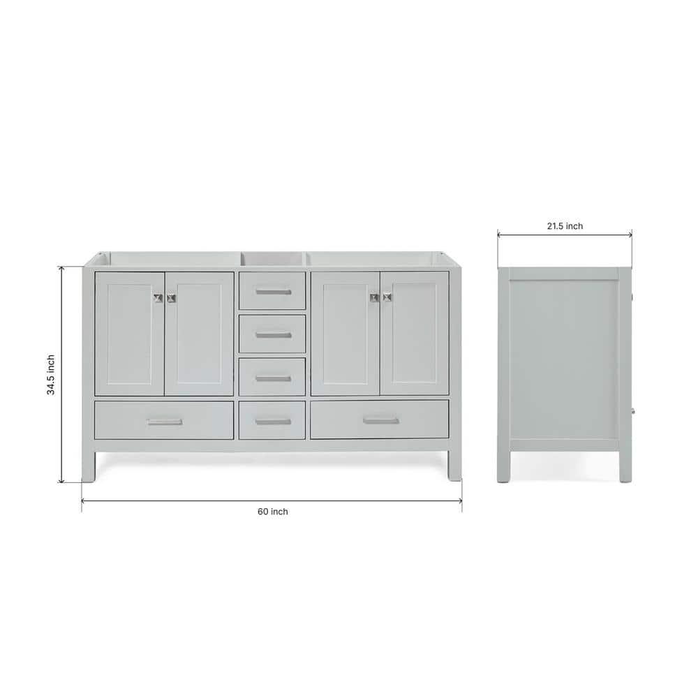Ariel A061d-Bc Cambridge 60" Double Free Standing Vanity Cabinet Only - Grey