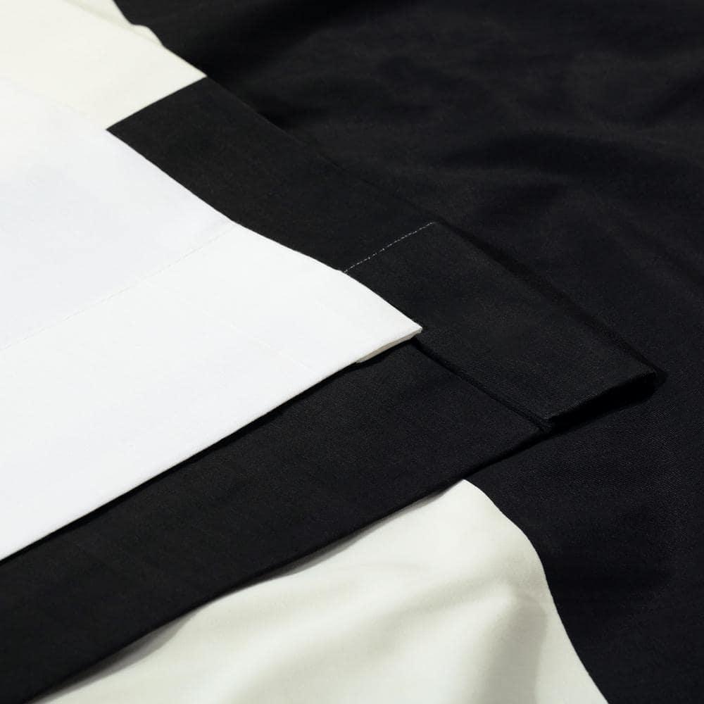 Onyx Black & Off White Horizontal Stripe Curtain (1 Panel), Onyx Black & Off White, 50W X 96L