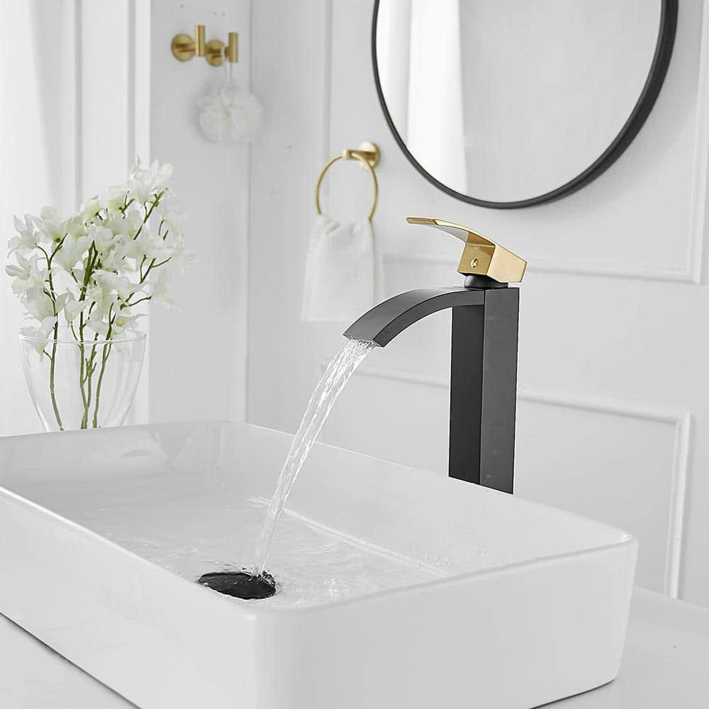 BWE Waterfall Single Hole Single Handle Bath Vessel Sink Faucet With Pop Up Drain Without Overflow