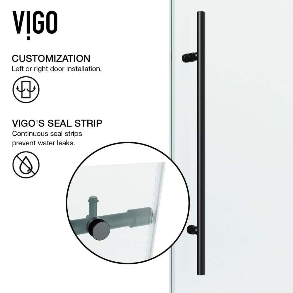 Elan E-Class 44-48" W x 76" H Sliding Frameless Shower Door with 3/8" Clear Glass