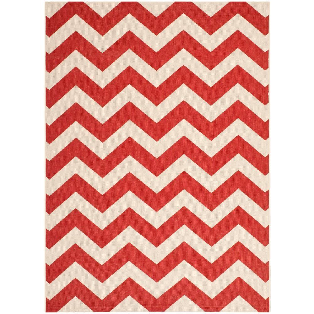 SAFAVIEH Courtyard Bailey Chevron Indoor/Outdoor Area Rug, Red, 5'3" x 7'7"