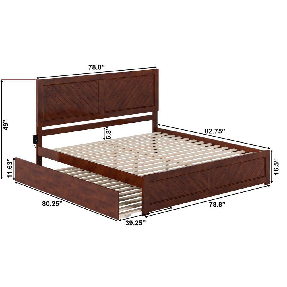 AFI Canyon Walnut Solid Wood Platform Bed with Matching Footboard & Twin-XL Trundle, King