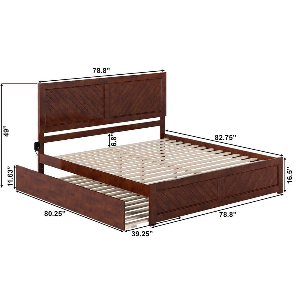 AFI Canyon Walnut Solid Wood Platform Bed with Matching Footboard & Twin-XL Trundle, King