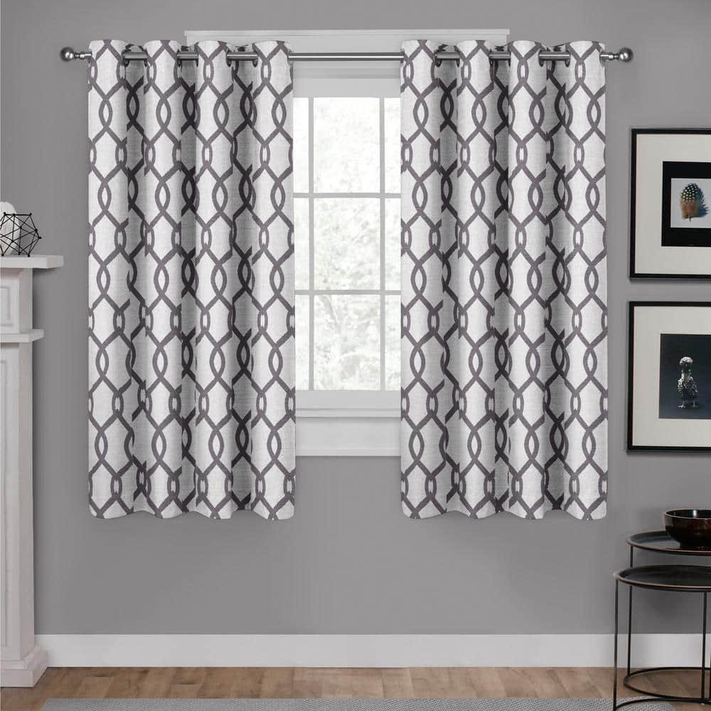 Set of 2 63"x54" Kochi Linen Blend Grommet Top Window Curtain Panel Black Pearl - Exclusive Home