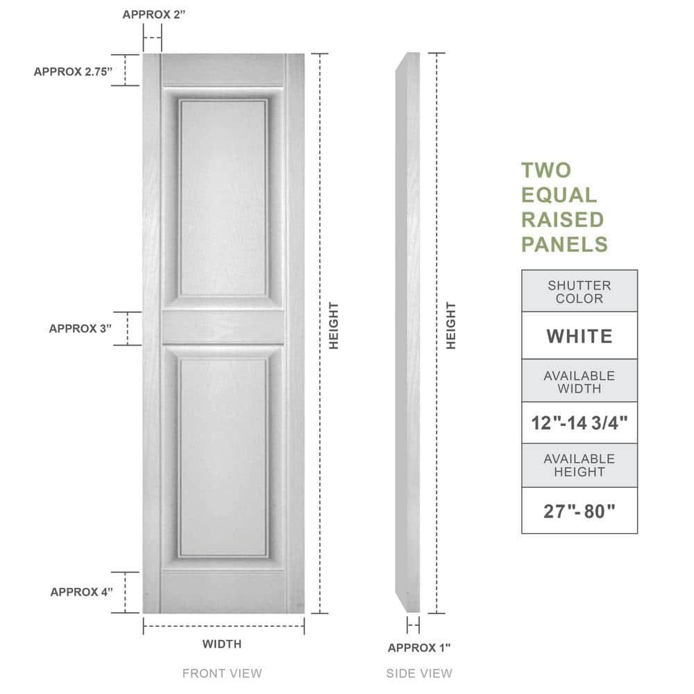 12 in. x 39 in. Raised Panel Vinyl Exterior Shutters Pair in Wicker