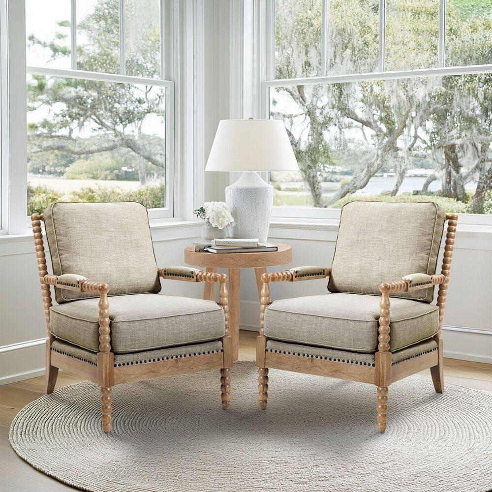 Madison Park Lyla Accent Chair Beige: Upholstered, Plywood Frame, Removable Cushions