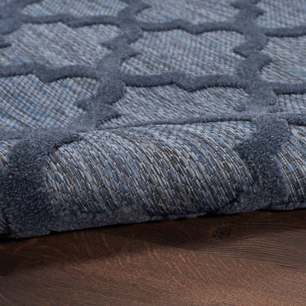 Nourison Trellis Outdoor Runner Rug Navy Blue 2' x 6'