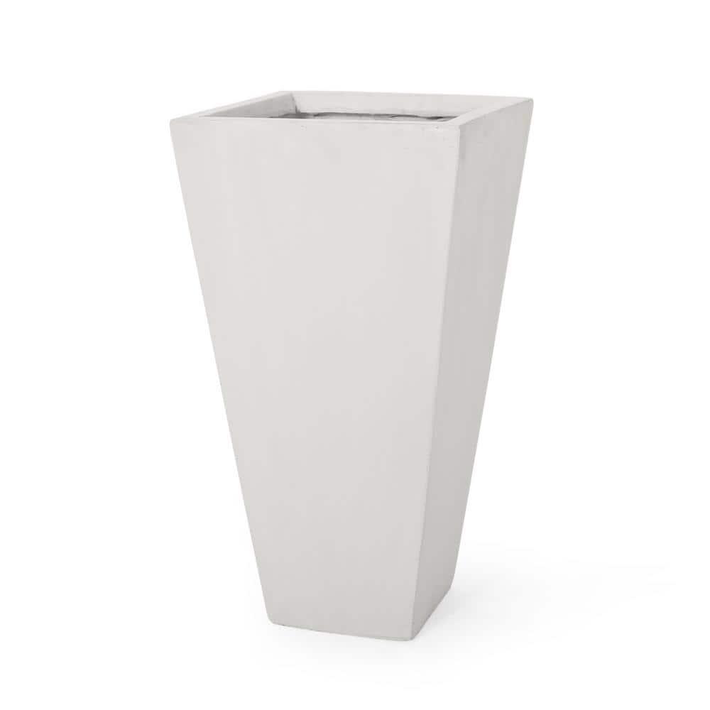 Ella Small Matte White Concrete Outdoor Patio Planter