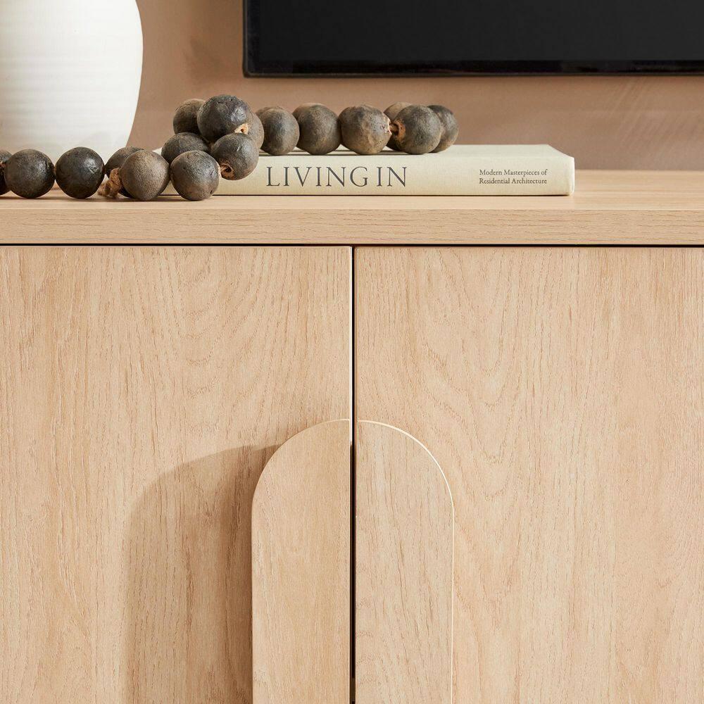 Modern Curved 70" Buffet Sideboard and TV Stand for up to 80" TV Coastal Oak