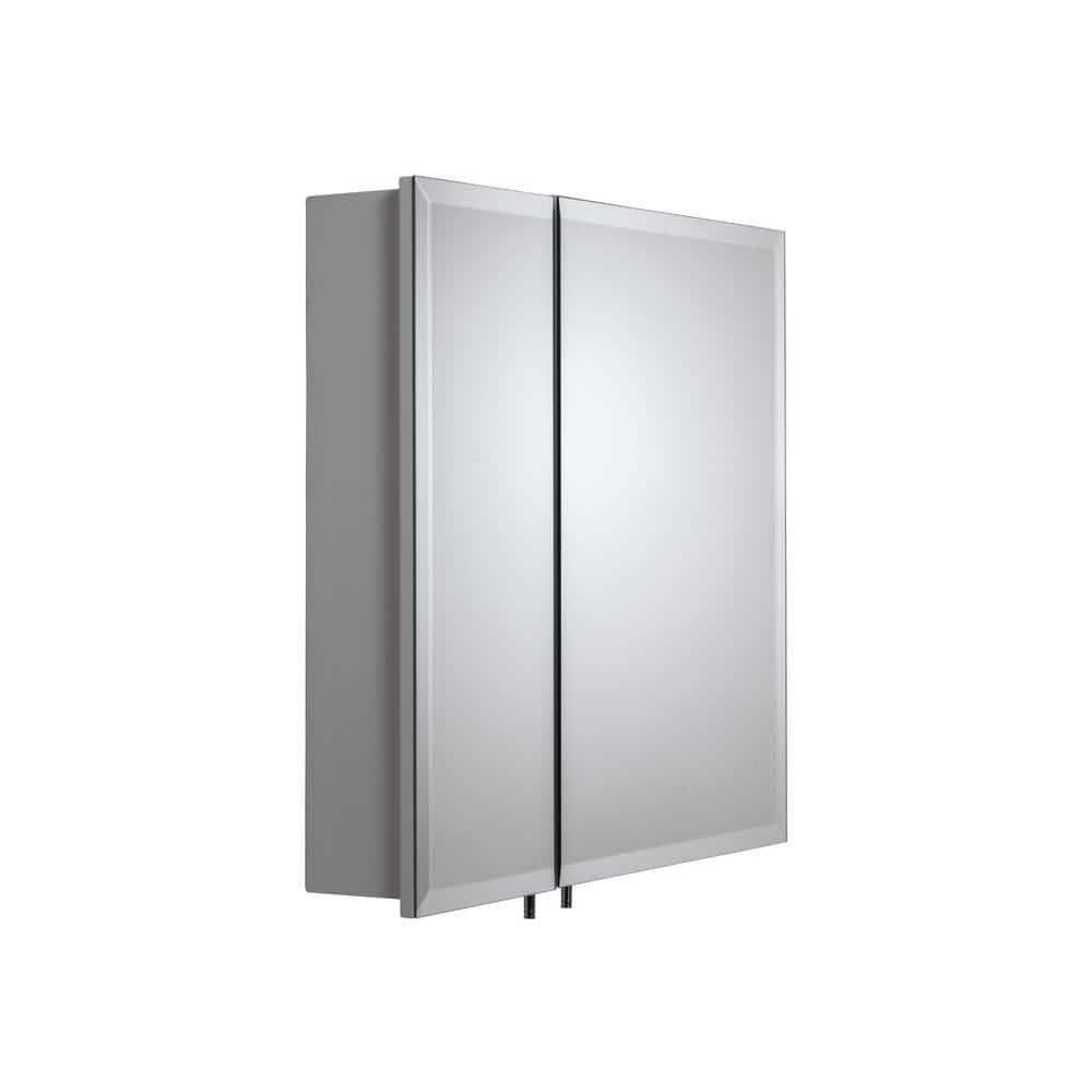 Croydex Wellington Double Door Aluminium Bathroom Medicine Cabinet in White (24x24in)