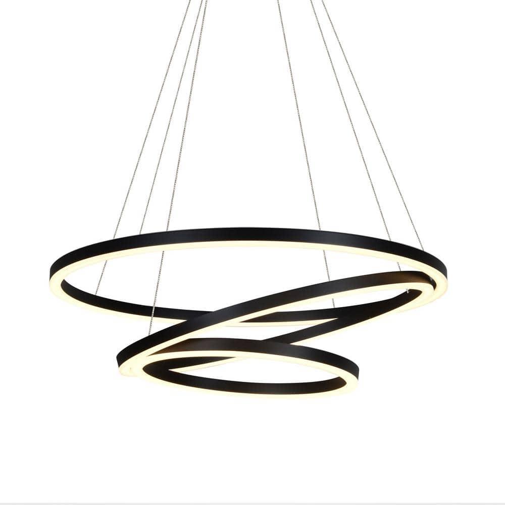 VONN Lighting Tania Trio 32-in Integrated LED Ring Pendant Height Adjustable ETL Certified Circular Chandelier