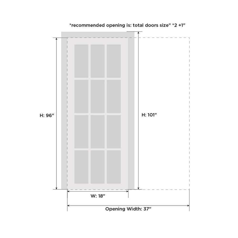 Sliding Pocket Door with Tempered Glass | Planum 2102 | Kit Trims Rail Hardware | Solid Wood Interior Bedroom Bathroom Closet Sturdy Doors -18" x 96"