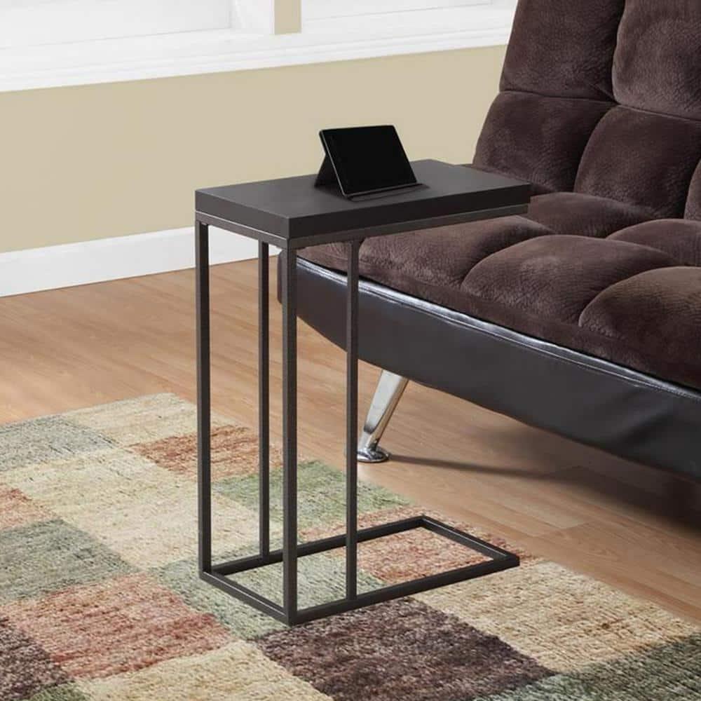 18.25" x 10.25" x 25.25" Cappuccino Particle Board Metal  Accent Table
