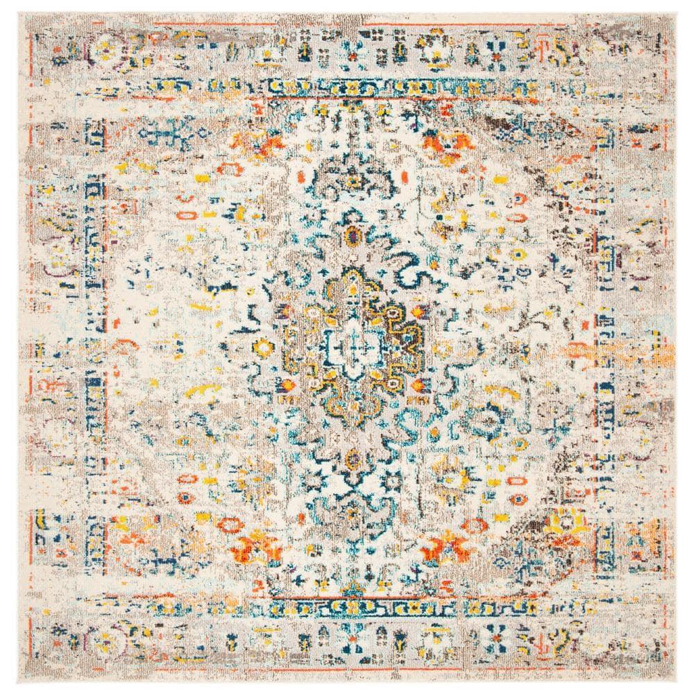 SAFAVIEH Madison Alys Vintage Traditional Area Rug, Cream/Blue, 11' x 11' Square