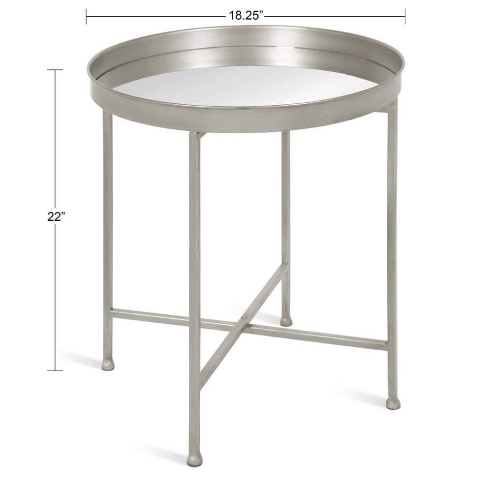 Kate and Laurel Celia Round Metal Side Table, 18.25x18.25x22, Silver
