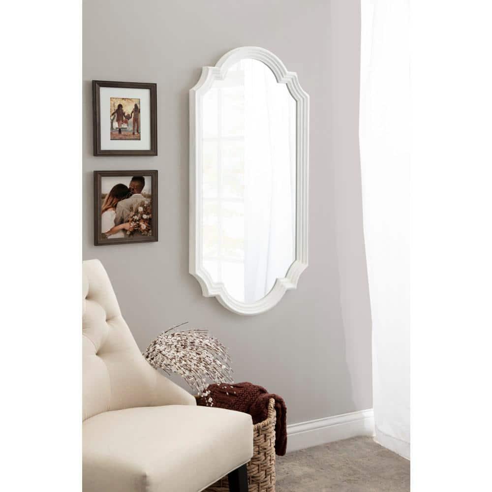 Kate and Laurel Fairbourne Scalloped MDF Full Length Mirror, 20x42, White