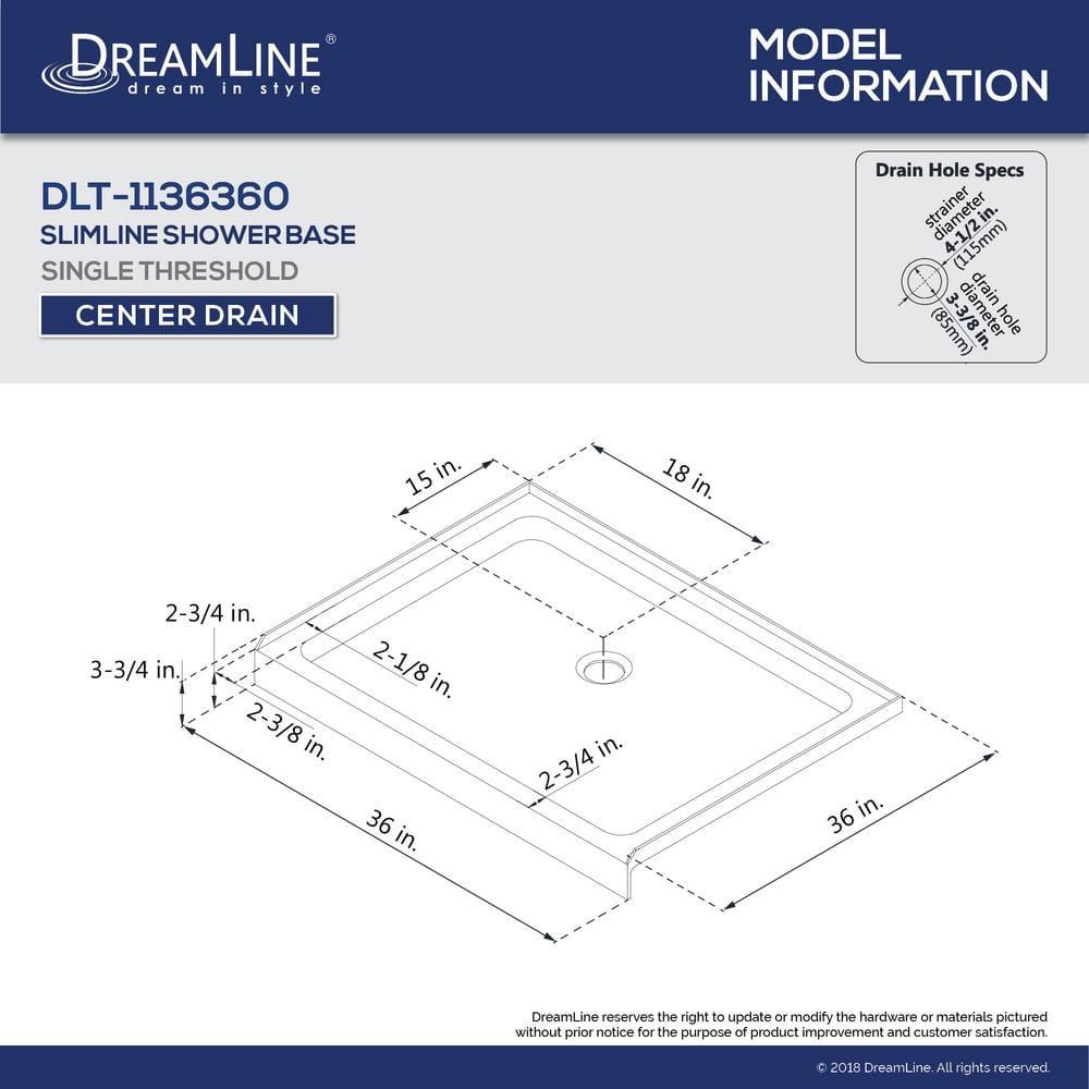 SlimLine 36’’ H x 36’’ D Single Threshold Shower Base