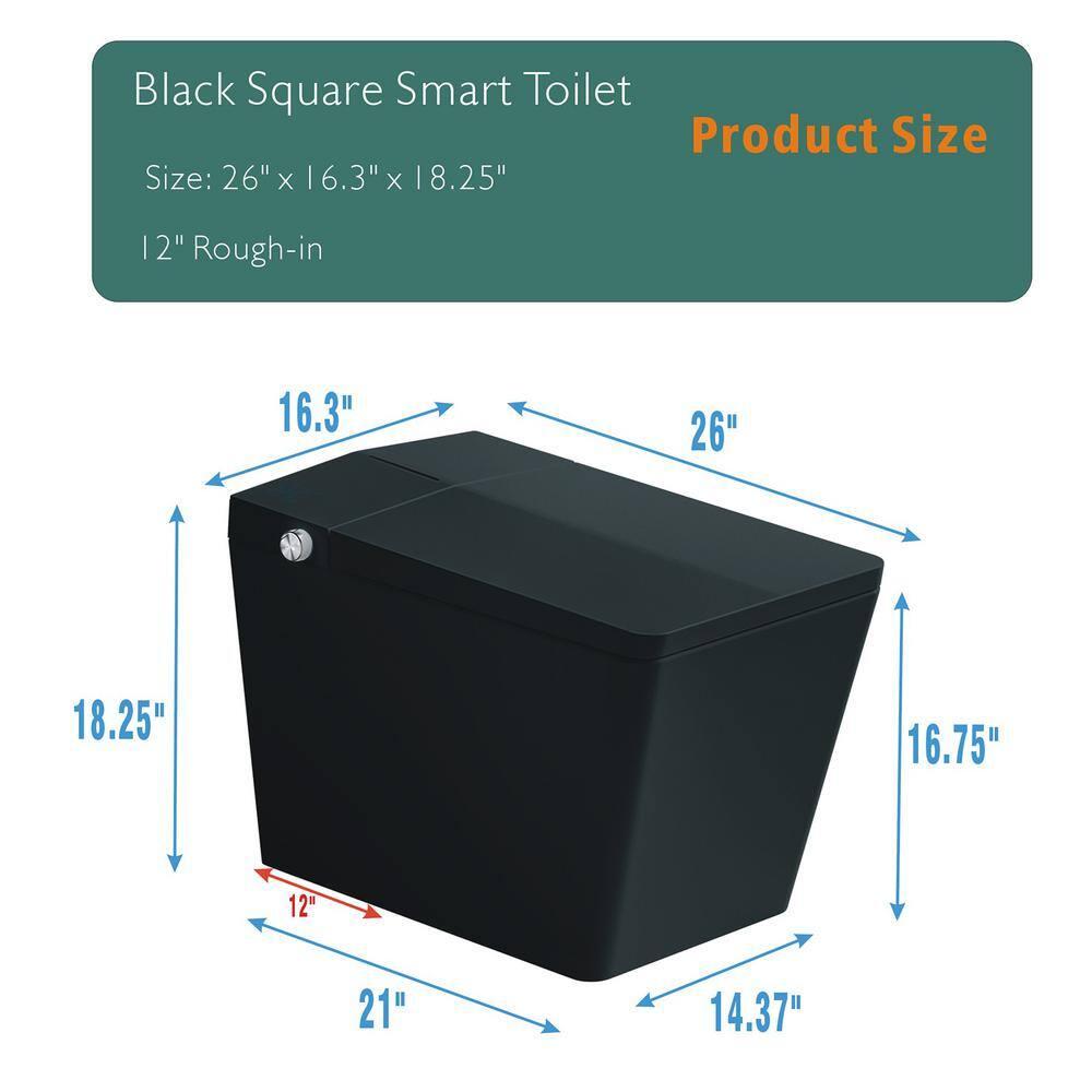 LOONGFIELD Square Smart Toilet With Built-In Tank For Modern Bathroom, Remote Control, Tankless Bidet Toilet With Foot Touching Lid Opening, Auto Flush, Heated Seat, LED Digital Display, User Memory ASTarQ-W2826P205909