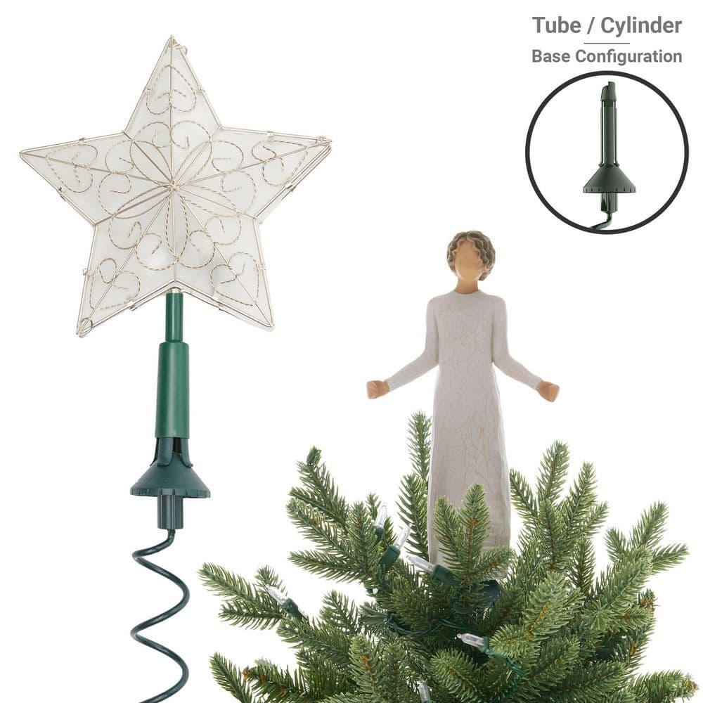 [Christmas Tree Topper Holder] - Twist-on Holiday Universal Tree Topper Stabilizer Fits All Base Types- Metal Green Support Rod with Adjustable attachments to stabilize Seasonal Treetop Ornaments