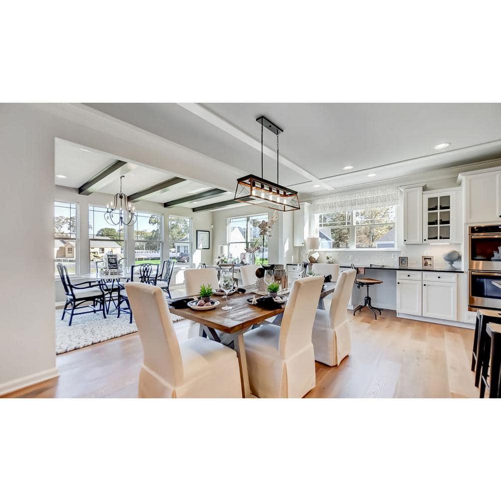 Progress Lighting Briarwood 5-Light Linear Chandelier, Antique Bronze, Faux-Painted Wood Enclosure