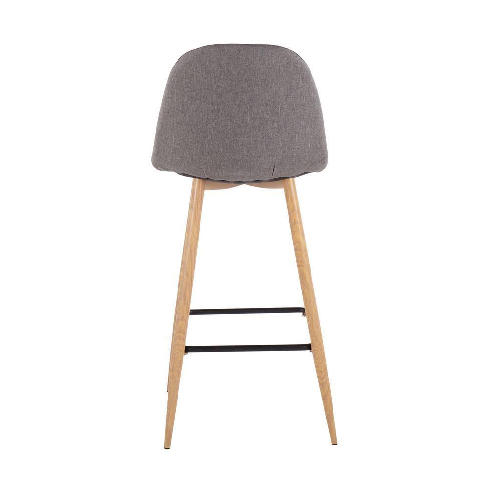 Set of 2 Pebble Metal Polyester Barstools Natural/Charcoal - LumiSource: Steel Frame, Tapered Legs, Comfy Seat
