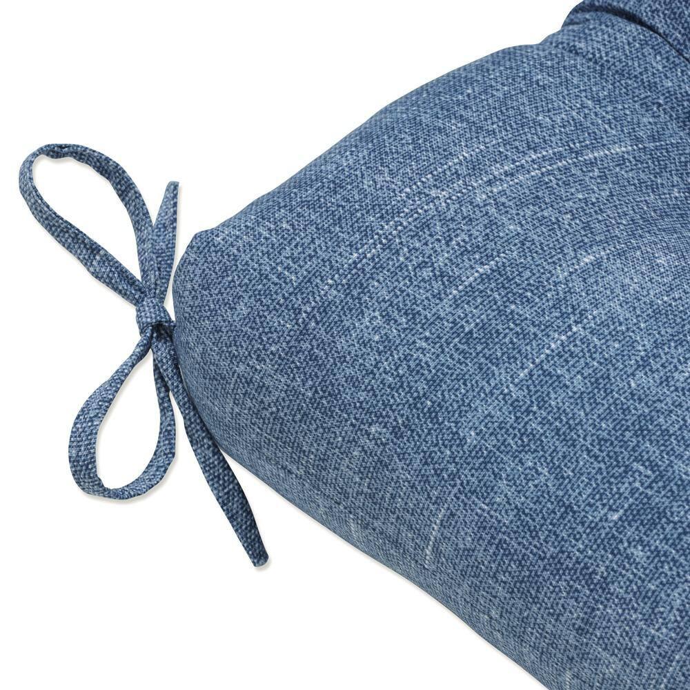 48" x 18" Outdoor Tufted Bench/Swing Cushion Tory Denim Blue - Pillow Perfect: Weather & Fade-Resistant