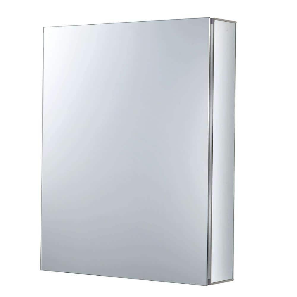 Bathroom Medicine Cabinet, Aluminum, Recessed/Surface Mount, Right/Left Hinged, Mirrored Interior - 24" x 30"