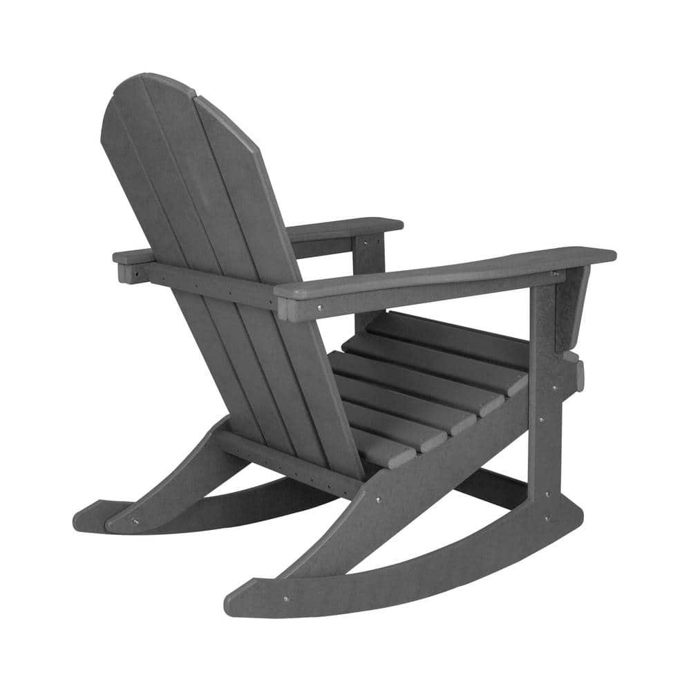 SERWALL Modern Outdoor Rocking Chairs Set of 2, All Weather Adirondack Rocker for Porch, Backyard, Garden, Gray