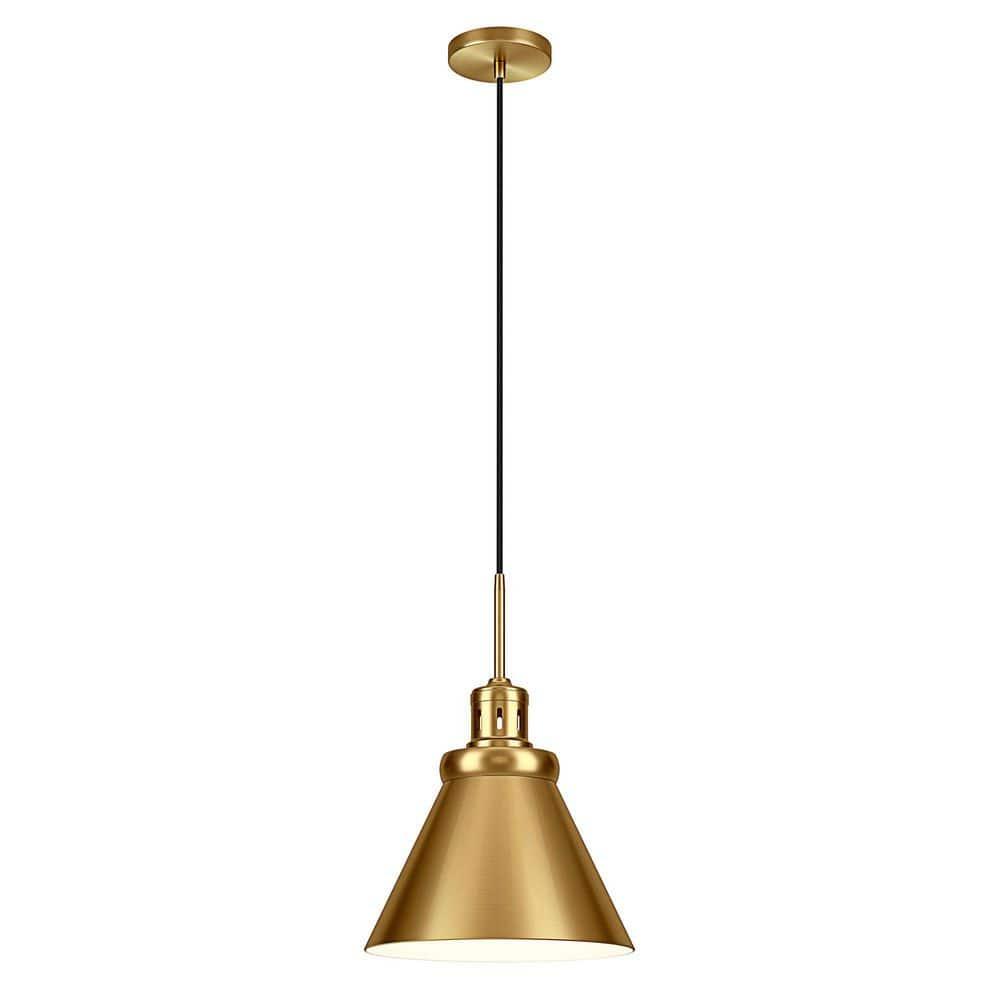 Evelyn&Zoe 17" Brushed Brass Cone Pendant