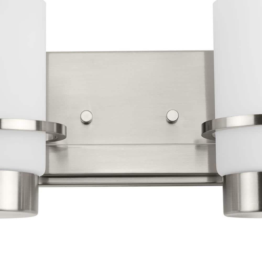 Progress Lighting Reiss 4-Light Vanity Light, Brushed Nickel, White Glass Shades