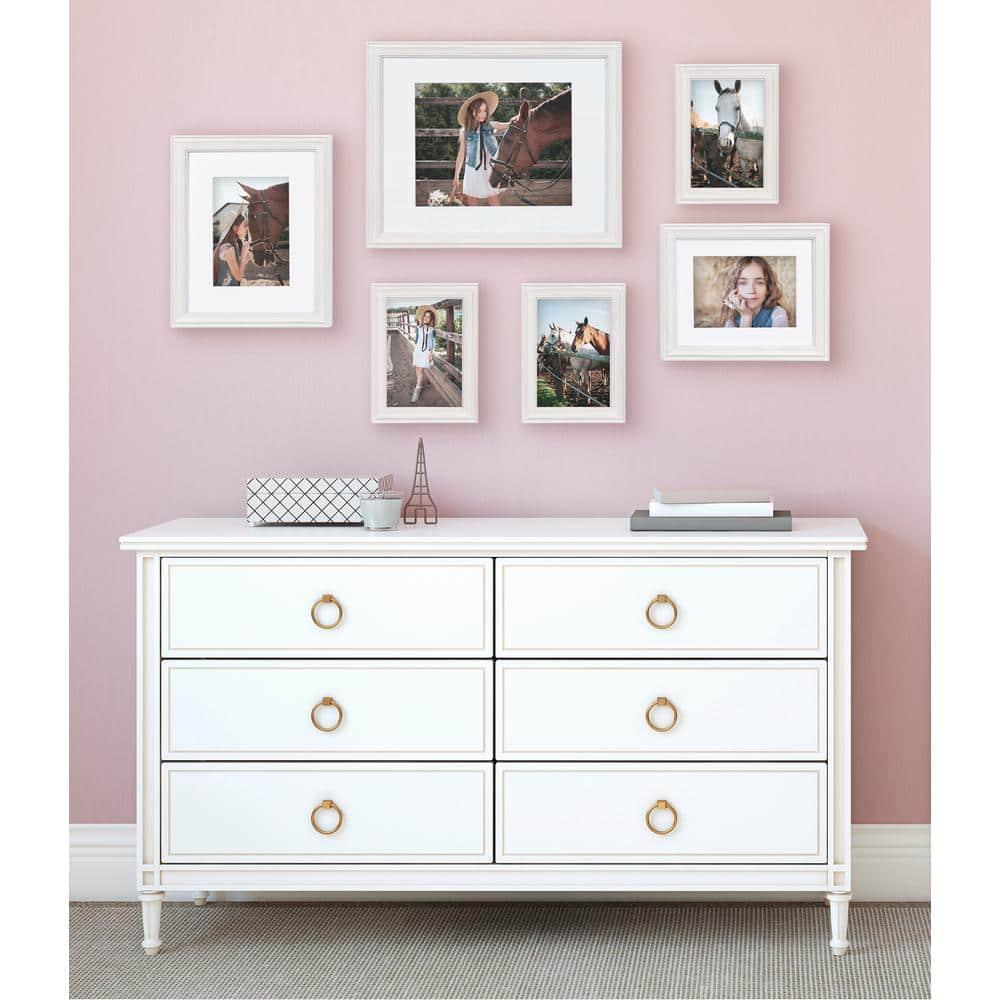 6pc Bordeaux Frame Box Set White - Kate & Laurel All Things Decor: Modern Wall Gallery Kit, Wood Frames with Glass