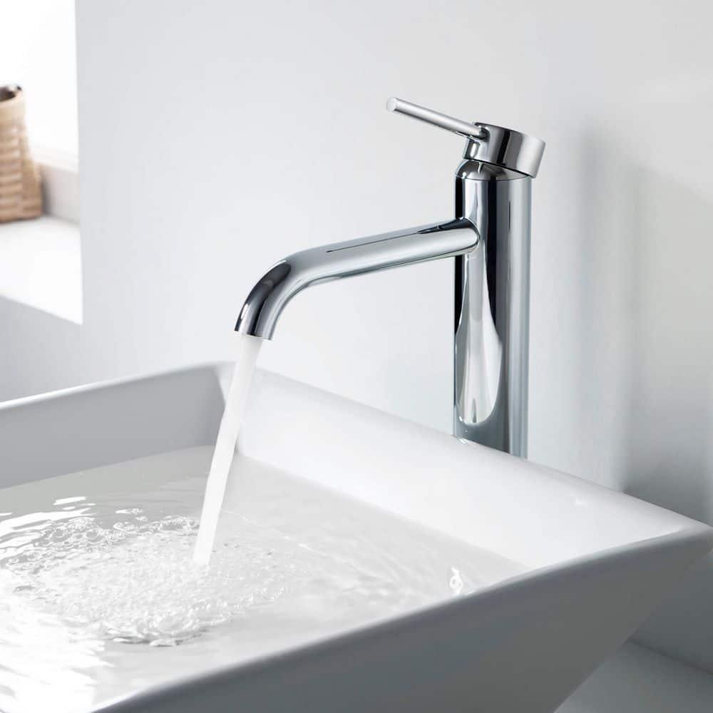 KIBI C-KBF1009CH-KPW101CH Circular Vessel Sink Faucet Single-handle Bathroom Faucet