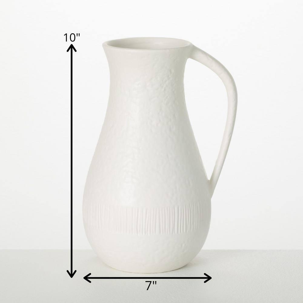 Sullivans 10" White Chiffon Stone Pitcher