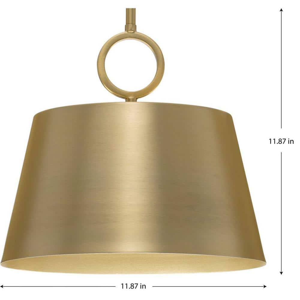 Progress Lighting Parkhurst 1-Light Dome Pendant, Brushed Bronze, Gold-Finished Interior, Steel, Dry Rated