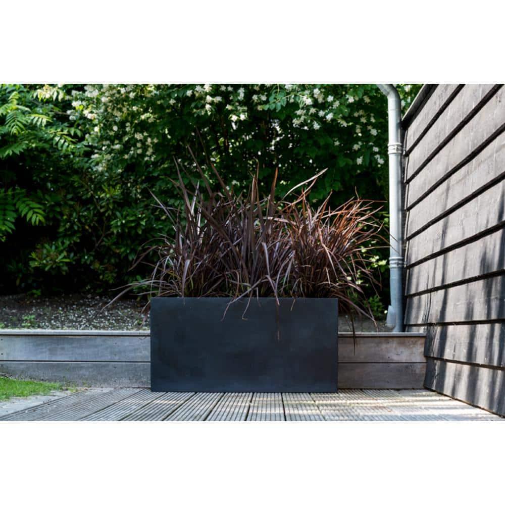 Pottery Pots USA Inc. Pottery Pots Jort Small Fiberstone Indoor Outdoor Modern Rectangle Planter, 16 Inch Tall Black 32"